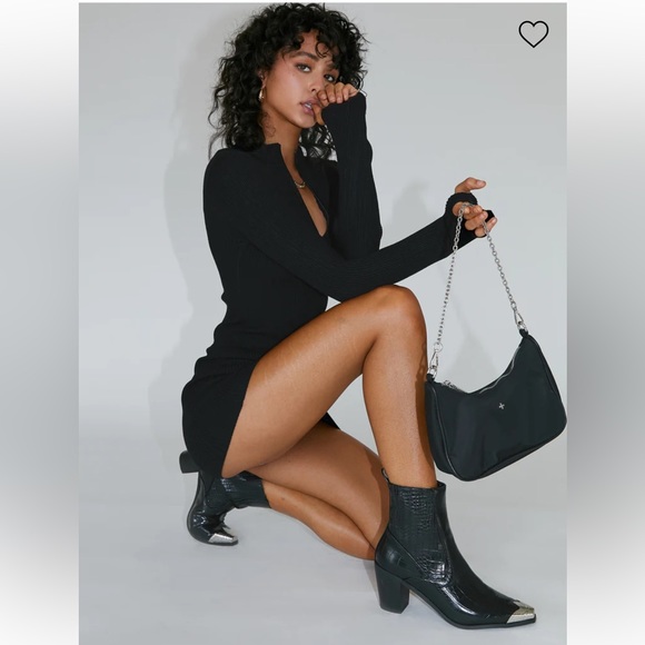 Princess Polly Dresses & Skirts - NWT Princess Polly Aubrey Ribbed Black Mini Dress XS/S